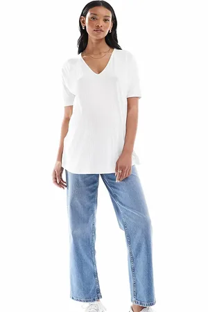 ASOS ASOS DESIGN Maternity ankle grazer straight leg jeans in mid - MBLUE