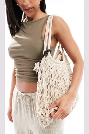 Pull&Bear Crochet beach bag in ecru