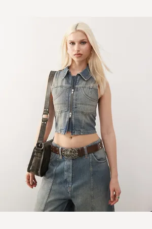 COLLUSION Iconic denim waistcoat co-ord in vintage wash