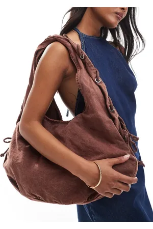 Pull&Bear Canvas bag with lace detail in