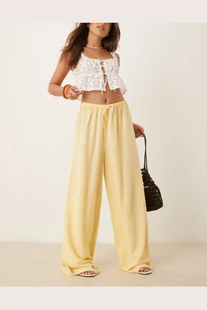 ASOS Linen blend pull on trouser in buttermilk