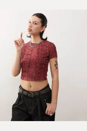 Guess Printed baby tee in burgundy