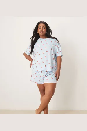 Urban Threads Curve oversized pyjama top and shorts in chilli print