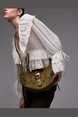 Jw Pei Tessa faux suede studded shoulder bag in olive