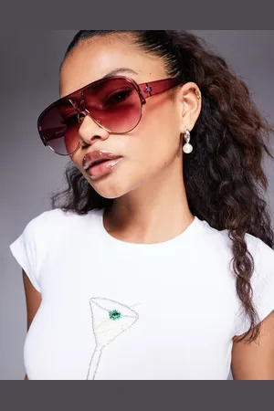 River Island Oversized aviator sunglasses in pink