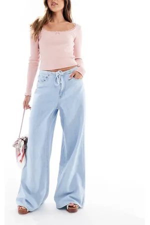 Stradivarius Wide leg fluid jean in medium