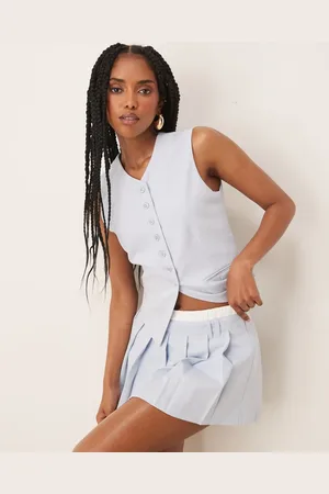 Nialaya Johanna button through waistcoat top in sky