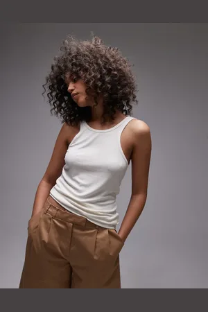 Topshop Premium racer vest in ivory