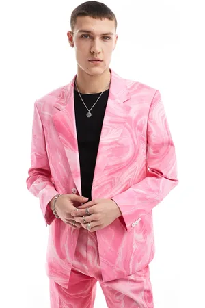 Viggo Oversized suit jacket in pink swirl print