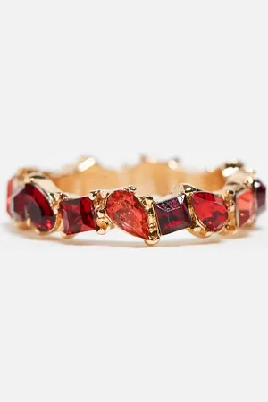 ASOS Ring with tonal red crystals in tone