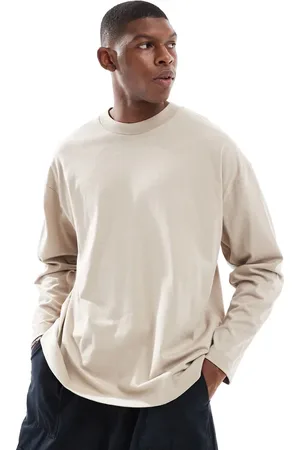ASOS Essential oversized long sleeve t-shirt in stone