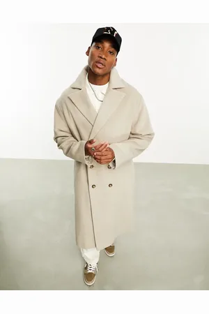 ASOS Oversized wool mix overcoat in beige