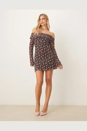 ASOS Flocked bardot mini dress in