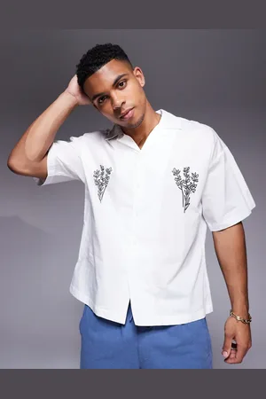 ADPT. Revere collar shirt in with plant print