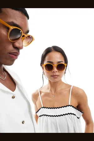 AJ Morgan Point dexter round sunglasses in amber with lens