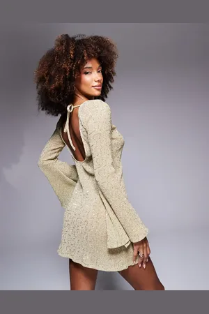 ASOS Angel sleeve sequin mini dress with low back in