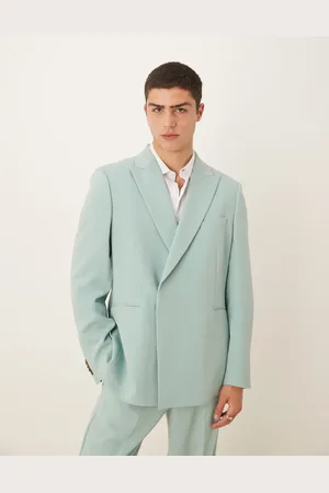 ASOS Linen look double breasted regular suit jacket in twill