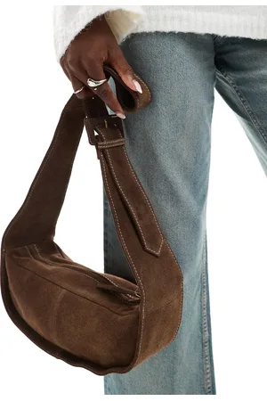 ASOS Suede sling crossbody bag in chocolate