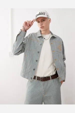 New Era Pinstripe denim jacket co-ord in