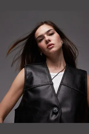 Topshop Faux leather waist coat in