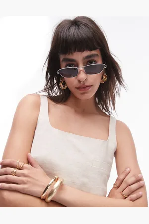 Topshop Rowan angled metal cat eye sunglasses in