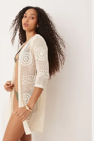 JDY Crochet beach cover up in cream