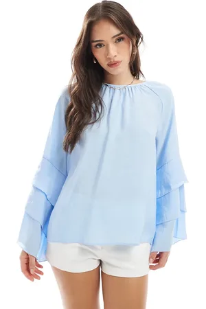 ASOS Top with flare sleeve in soft touch fabric in