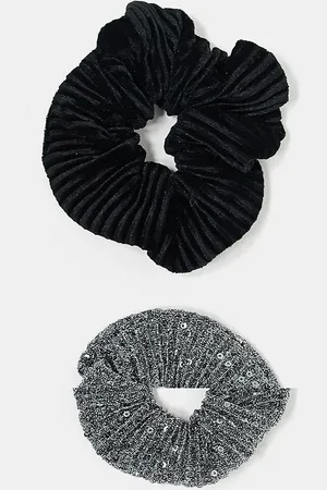 ONLY 2-pack scrunchies in & silver glitter