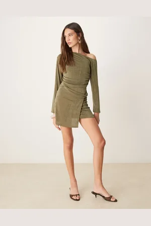 ASOS Co-ord textured skort with knot detailing in olive green