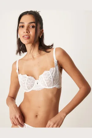 Boux Avenue Jasmine lace sling balconette bra in white