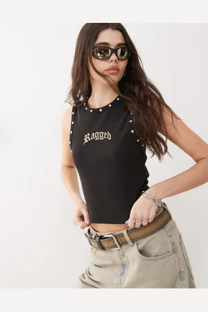 The Ragged Priest Vest crop top with eyelet detailing in