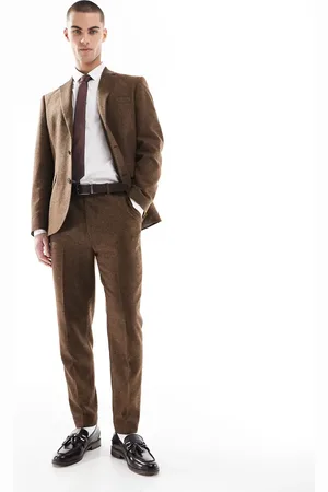 ASOS Wool blend tapered suit trousers in dark