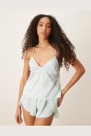 Abercrombie & Fitch Nightwear satin lace trim cami top in co-ord
