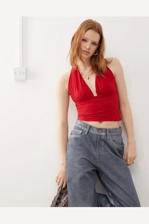 COLLUSION Cupro longline slinky halter top in