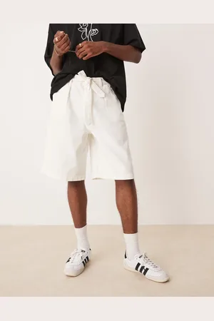 ASOS Long length jort with pleats and self tie in ecru