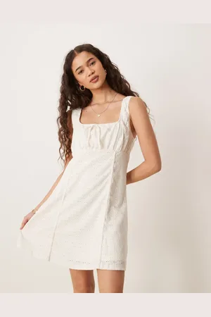 VILA Broderie milkmaid style mini dress in