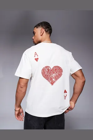 ADPT. Oversized t-shirt with ace of hearts backprint in cream