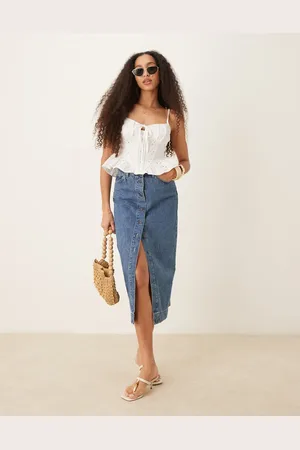 ASOS Gathered bust peplum hem tie front cami top