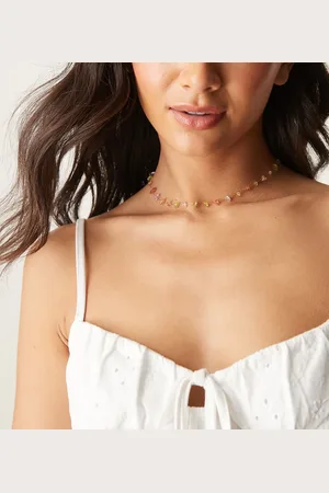 LOST SOULS Pastel beaded chain necklace in 18ct plated stainless steel