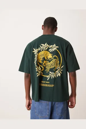 ASOS Boxy oversized t-shirt with souvenir graphic in dark