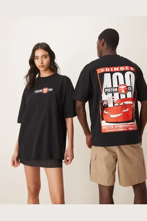 ASOS Disney Pixar unisex oversized t-shirt with Cars Lightning McQueen prints in