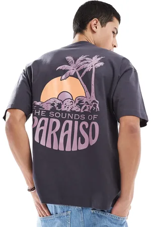 ASOS Oversized t-shirt with palm tree graphic in charcoal