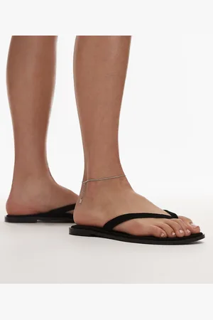 Topshop Jay suede toe thong flat sandal in