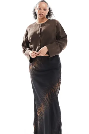 ASOS ASOS DESIGN Curve chiffon bias maxi skirt in animal print