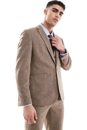 ASOS Slim wool blend suit jacket in beige