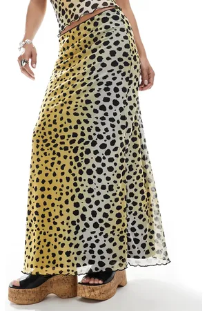 JJXX Mesh maxi skirt co ord in dalmation print