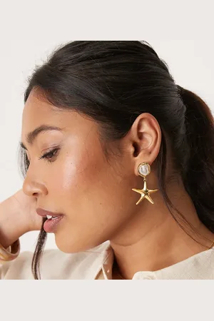 Orelia Plated stud and starfish drop earrings in pale