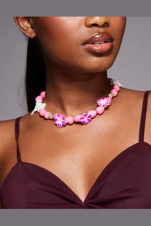 South Beach Lotus flower chunky beaded necklace in