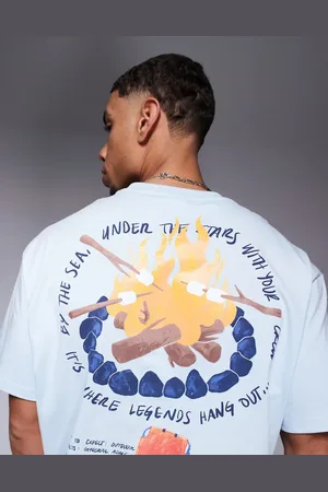 Bershka Camp fireprinted t-shirt in light