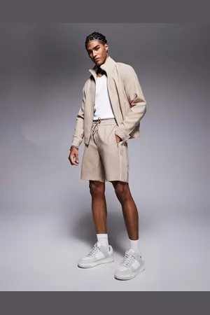 River Island Pinstripe shorts co-ord in stone
